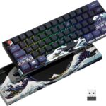 XVX 60% Gaming Keyboard, RGB 3-Modes Wireless Mechanical Keyboard, Mini 60 Percent Gamer Keyboard with Hot-Swappable Pre-lubed Linear Switch for Windows & Mac (Great Wave Off Kanagawa), M61 Pro