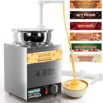 WantJoin 4.6Qt Nacho Cheese Dispenser with Pump – Nacho Cheese Warmer,Stainless Steel Hot Fudge Warmer W/5-Level Temperature Adjustment,Commercial Hot Fudge Dispenser for Caramel