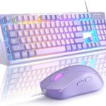 Gaming Keyboard and Mouse Combo, K1 RGB LED Backlit Wired Keyboard with 104 Key Computer PC Gaming Keyboard for PC/Laptop (Purple)
