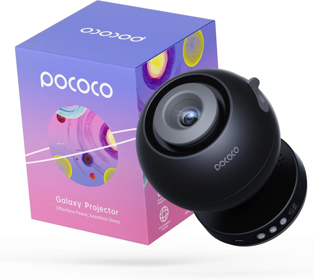 POCOCO Galaxy Star Projector with 2M-Pixel Lens & 5K Discs | Home Planetarium Projector for Relaxation, Study, and Sleep Aid | Includes 2 Films | Ideal Gift