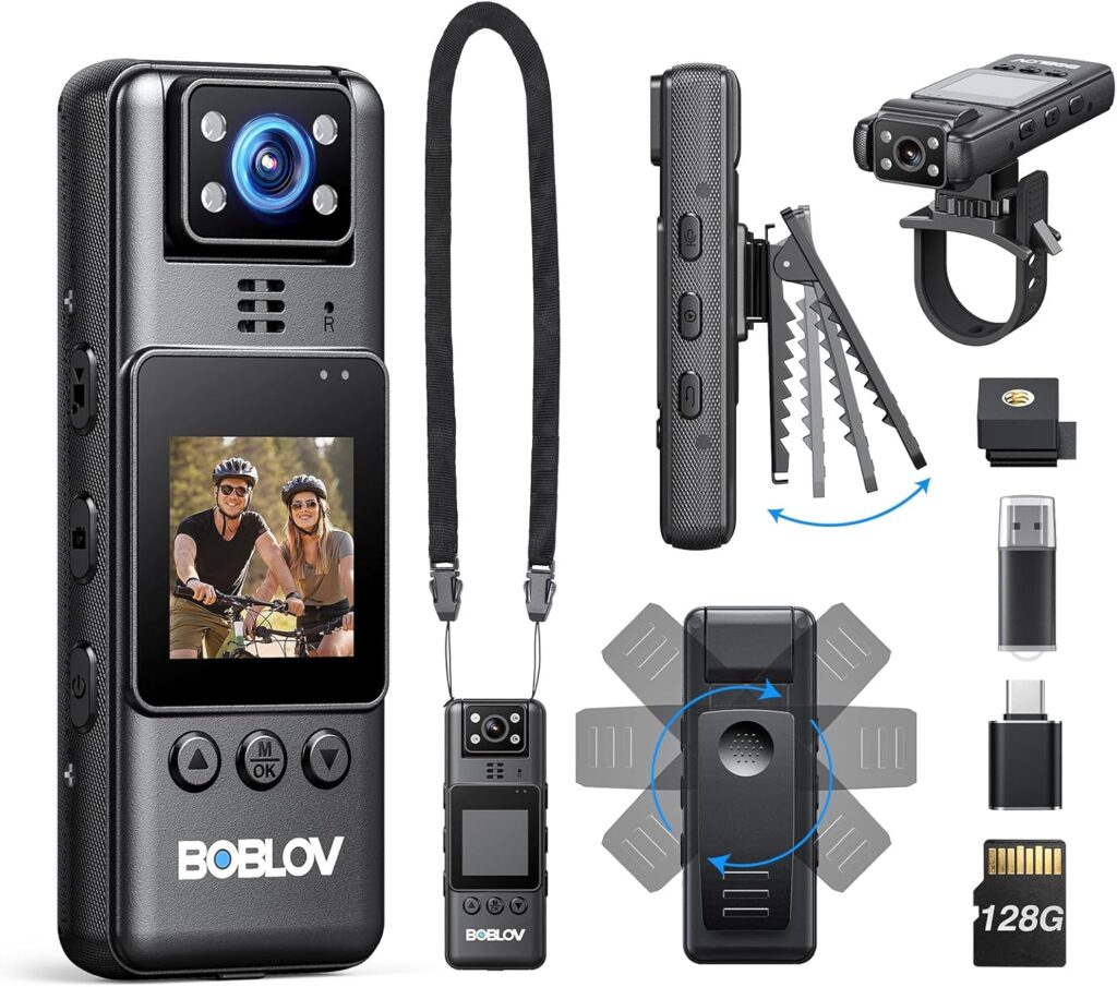 BOBLOV Mini Body Camera with Video: 128G Action Camera, Small Cameras for Vlogging with 9Hrs Long Battery Life, Pocket Portable Cam with Back Clip, Daily Easy to Use for Traveling Cycling Motorcycle