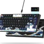 Womier S-K80 75% Keyboard with Color Multimedia Display Mechanical Gaming Keyboard, Wired Hot Swappable Gasket Mount RGB Custom Key Board, Pre-lubed Stabilizer for Mac/Win, Black Kanagawa