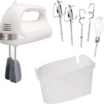 Hamilton Beach 6-Speed Electric Hand Mixer with Whisk, Dough Hooks and Easy Clean Beaters, Powerful 275 Watt Motor, Snap-On Storage Case, White