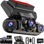 LAMTTO Dash Cam Front and Rear Inside with Hardwire Kit for 24h Security Parking Monitor, 360 Degree View 4 Channel 1080P Dash Camera for Cars Left Right, IR Night Vision Dashcam, Free 128GB Card