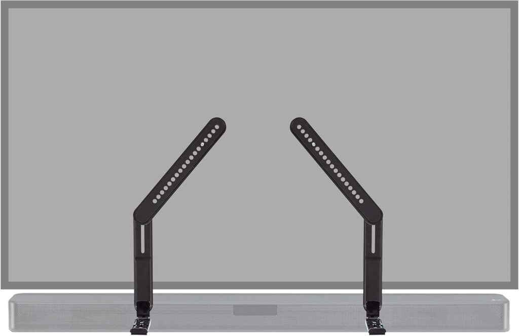 ECHOGEAR Sound Bar Mounting Bracket for Under TV – Adjustable Height & Depth for Max Compatibility Between TV & Soundbar – Dolby Atmos Compatible & Works with LG, Vizio, Bose & More