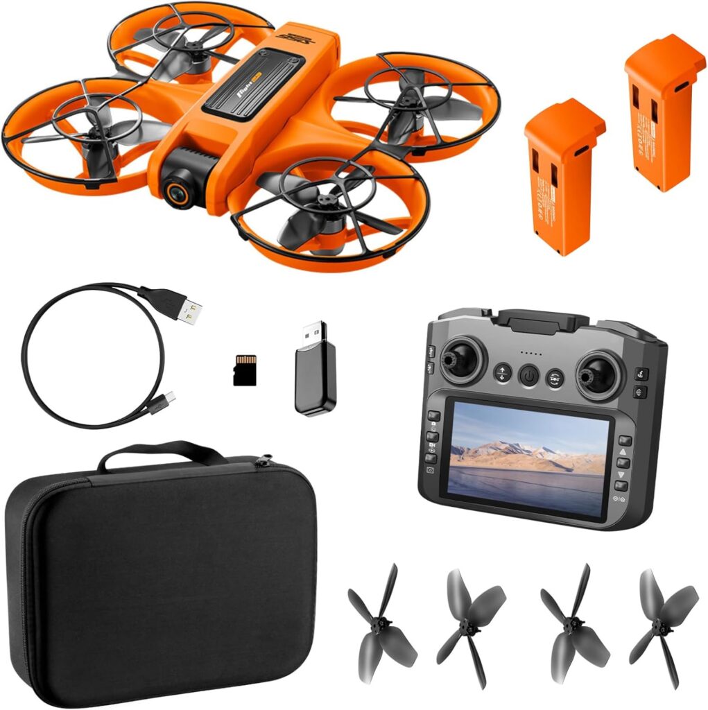 Drone with Camera for Adults, FPV HD Drones with LED Screen Controller with Brushless Motor Obstacle Avoidance Quadcopter Stable Hover One-Key Takeoff/Landing S156 Mini Drones for Beginners