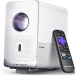 Aurzen Roku TV Smart Projector with Wifi and Bluetooth, D1R Cube Roku Streaming Experience Built-in, Sealed Optical Engine, 1080P FHD, Dolby Audio, Portable Mini Projector for Home/Outdoor Movies