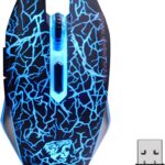 TENMOS M2 Wireless Gaming Mouse, Silent Rechargeable Optical USB Computer Mice Wireless with 7 Color LED Light, Ergonomic Design, 3 Adjustable DPI Compatible with Laptop/PC/Notebook, 6 Buttons (Black)
