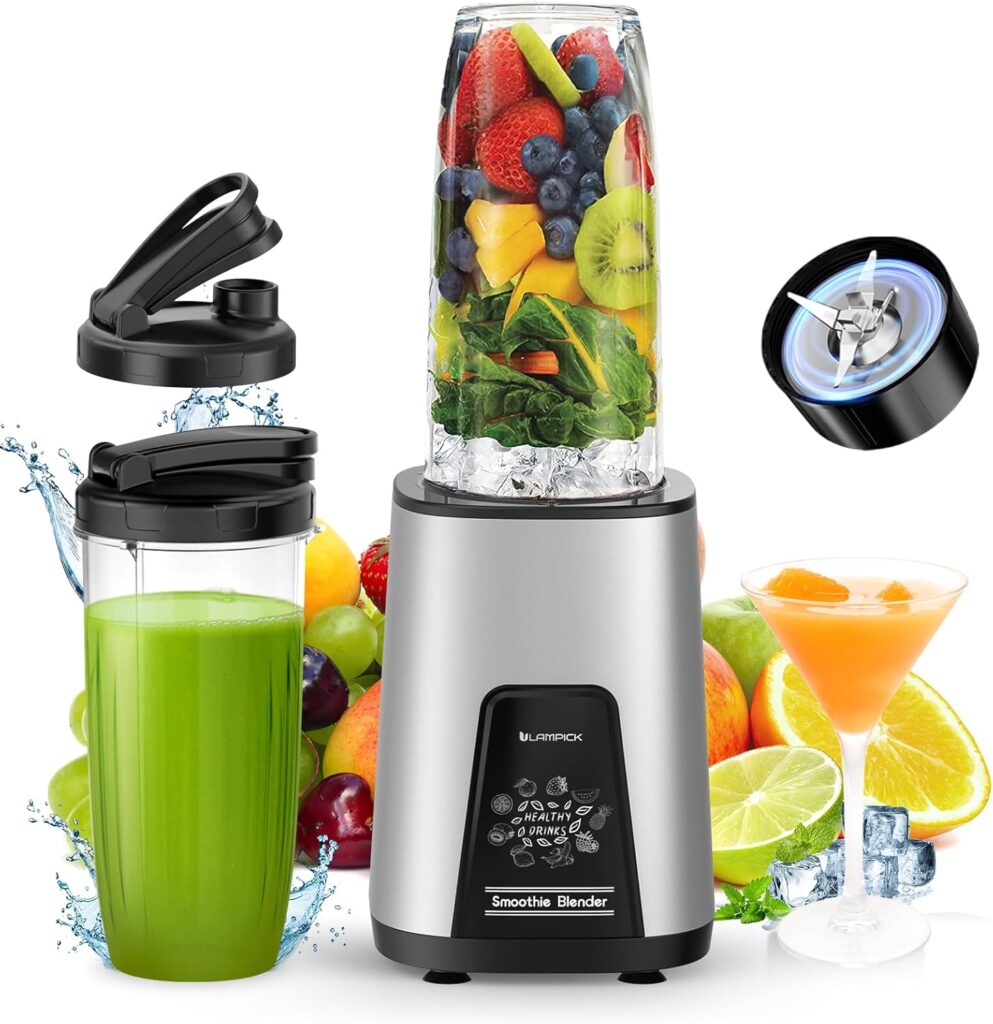 Blender for Smoothie, 900W Personal Blender for Shakes and Smoothies with 2 * 22oz (Max) BPA Free Portable Cups, Small Juicer for Protein Shake, Baby Food, Frozen Drink