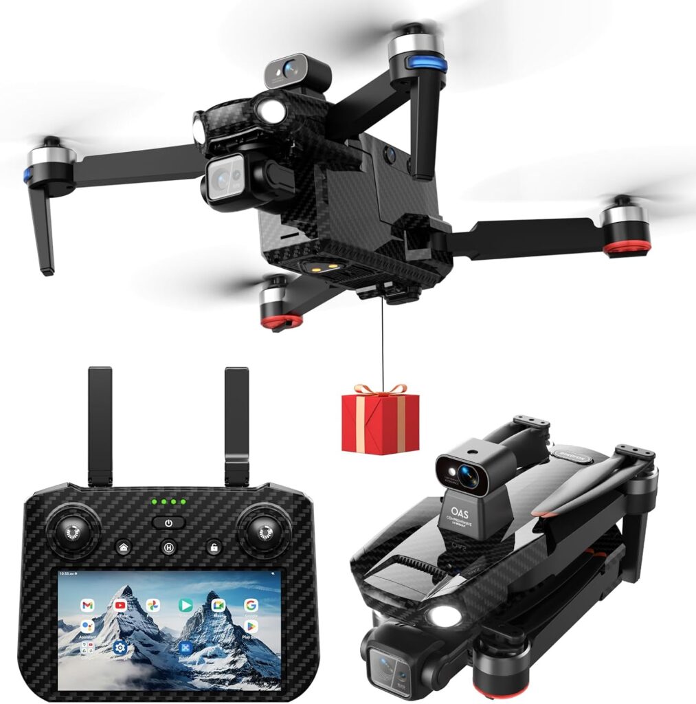 50%CODE Bingchat Upgraded Professional Drones with Camera for Adults 4K HD, 3 Axis Gimbal EIS, 360° Obstacle Avoidance, Payload Release, Tablet Touch Screen Controller, Up to 5 Miles Range, 84 Minutes Long Batteries, Time-lapse, Follow Me, Rainproof, GPS Safe Height Auto Return