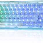 YUNZII X71 Wireless Hot Swappable Transparent Mechanical Keyboard with Clear Keycaps, 68% Layout, BT5.0/2.4G/USB-C Gasket Mount Wireless RGB Backlit for Windows/Mac(Crystal Ice Switch,Cyan)