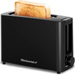 Elite Gourmet ECT118B Cool Touch Single Slice Toaster, 6 Toasting Levels & Wide Slot for Bagels, Waffles, Specialty Breads, Pastry, Snacks, Black