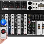 Professional Audio Mixer, 4 Channel Audio Interface Sound Board Mixing Console System Monitor, NEW BAXS 16-Bit DSP DJ Bluetooth Mixer +48V Phantom Effect For Karaoke Studio Streaming Recording