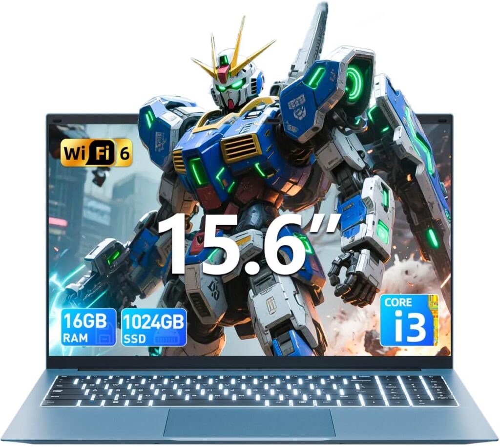 SGIN 15.6 Inch Laptop Computer, Win 11 Laptops with 16GB RAM 1024GB SSD, Core i3 CPU(Up to 3.9GHz), Backlit Keyboard, 53.2WH Battery, WiFi 6, IPS FHD Display, 180° Viewing, HDMI, Type-C