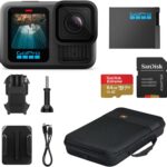 GoPro HERO13 Black – Waterproof Action Camera with 5.3K60 Video, 27MP Photo + Compatability with HB-Series Lenses + Sandisk 64GB SD Card + Slinger Case Cameras