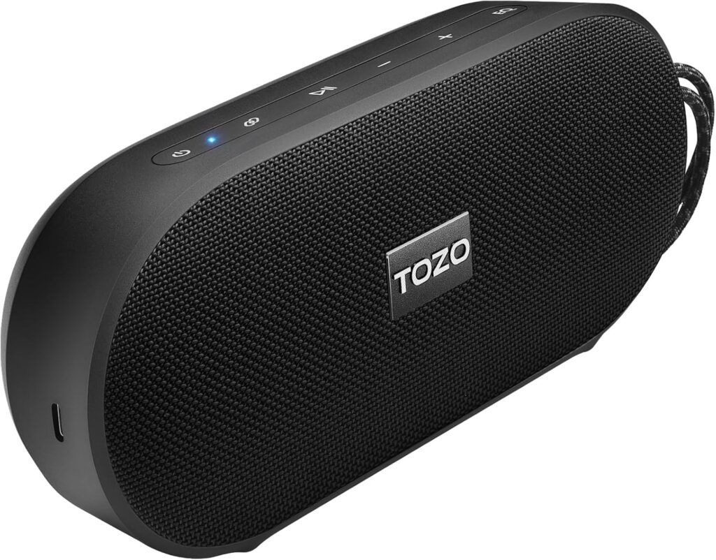 TOZO PA1 Bluetooth Speaker with 20W Stereo Sound, 25H Playtime, IPX7 Waterproof Portable Wireless Speaker with EQ Mode APP Control, Dual Pairing for Home, Outdoor Travel, Matte Black