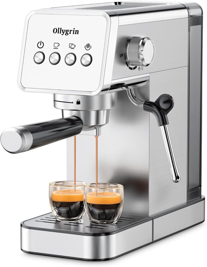 Espresso Machine,15 Bar Semi-Automatic Espresso Maker with Milk Frother,Compact Stainless Steel Coffee Machine with 40oz Removable Water Tank for Cappuccino,Latte, Americano,Sliver for Home