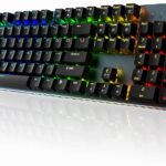 Black Emblem Mechanical Gaming Keyboard with Linear Red Switches, RGB Backlit Full Size 104 Key Programmable Wired Keyboard with Aluminum Base for Gaming/Typing/PC/Mac