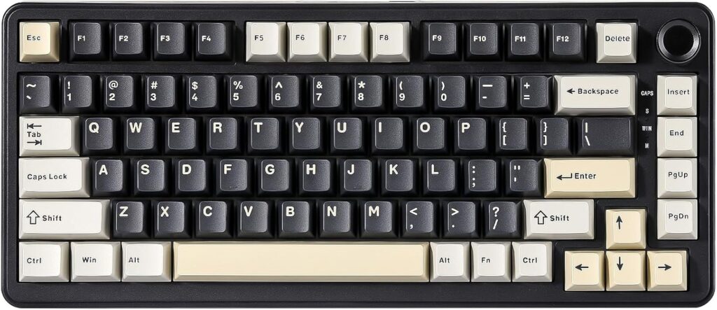 YUNZII B75 Mechanical Keyboard,75% Layout with Knob,Hot Swappable RGB Backlit Gasket Mounted, Creamy Typing, Double-Shot PBT Keycaps,Cherry Profile,for Win/Mac (Black, Milk V2 Linear Switch)