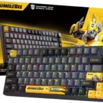 Transformers GK03 Mechanical Keyboard Wireless,RGB Creamy Gaming Keyboard Wireless, BT5.0/USB-C/2.4GHz,Custom Hi-Fi Linear Switch,Hot-Swap Socket/Knob Control Computer Keyboards(Bumblebee Black)