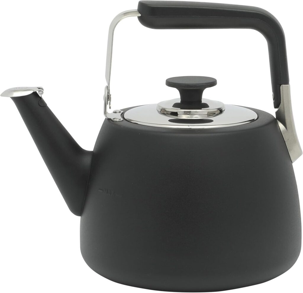 Sur La Table Kitchen Essentials Large 2 QT Heavy Gauge Stainless Steel Tea Kettle – Matte Black