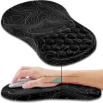 Hokafenle Ergonomic Mouse Pad Wrist Support, Wrist Rest Mousepad for Carpal Tunnel Pain Relief with Integrated Memory Foam Slope Massage Bulge (11.8×7.9 inch,Topographic Contour)