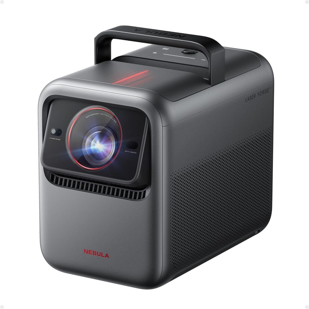 NEBULA X1 Triple Laser 4K Projector, Nebulamaster, 3500 ANSI Lumens, 56000:1 Contrast, 40W Stereo Sound, 0.9-1.5 Optical Zoom, Smart AI, Dolby Vision, 300″ Screen, Built-In Micro Gimbal, GTV, Portable
