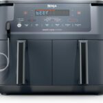 Ninja Air Fryer, Thermometer, Roast, Bake, Air Fry, Crisps, Broil, Reheats, Keep Warm, 10-in-1, Fries, Frozen Food, Veggies, and Meat, Quick Meals, Healthy Meals, Less Oil, 10 QT, Cyberspace, DZ550​GY