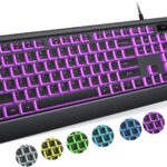 Backlit Computer Keyboards, Wired USB LED Keyboard with 7 Colors Backlight, Plug and Play, Waterproof, Full Size Quiet Computer Keyboard for Windows Desktop, PC, Laptop, Gaming