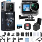 AKASO Brave 7 LE 4K30fps Action Camera with 64GB MicroSDXC U3 Memory Card Accessories Kit Bundle Ultra HD 131FT Waterproof Camera EIS 2.0 WiFi Remote Control Zoom Underwater Camera
