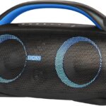 DOSS Extreme Boom Pro Loud Bluetooth Speaker with 100W Stereo Sound, Extra Bass, 20H Playtime, Party-Sync Led Lights, Built-in Power Bank, IPX6 Waterproof for Outdoor, Camping, Travel-Blue