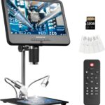 Andonstar AD210 10.1 Inch LCD Digital Microscope for Adults, Soldering Microscope for Electronics Repair, Coin Microscope Camera Full View for Error Coins with Light, Biological Slides Kit, 32G Card