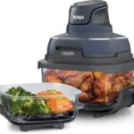 Ninja Crispi Air Fryer, Microwave, Freezer & Dishwasher Safe, Non Toxic Glass Portable Cooking System, 4 QT & 6 Cup Glass Containers with Storage Lids, Easy Meals, Air Fry, Bake, Grey (Renewed)