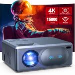 [Electric Focus] 4K Projector with 5G WiFi Bluetooth, 15000L JOWLURK Projector, Outdoor Movie Projector, Home Mini Theater Portable Projector for iPhone/TV/Android Stick/HDMI/USB/Laptop/PS5/DVD (Grey)