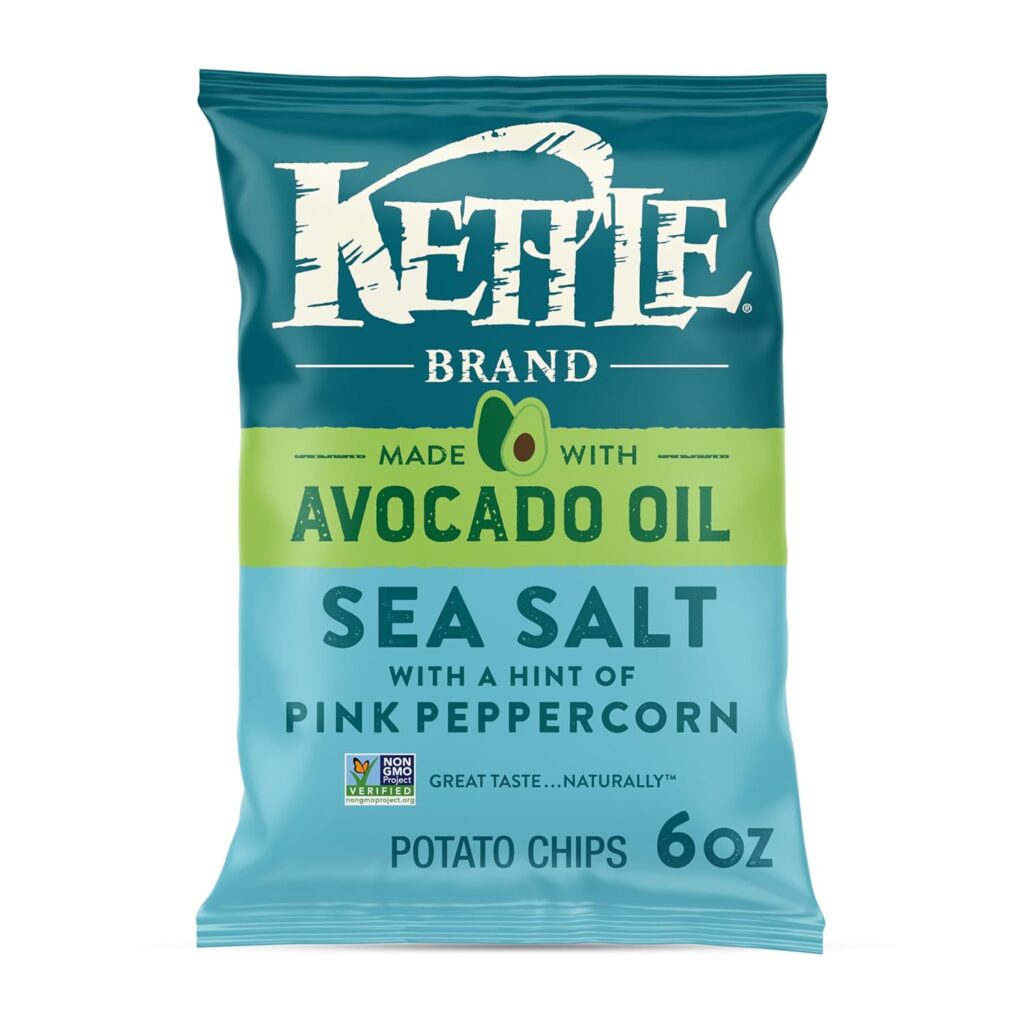 Kettle Brand Made with Avocado Oil Sea Salt Pink Peppercorn Chips, 6 Oz Bag