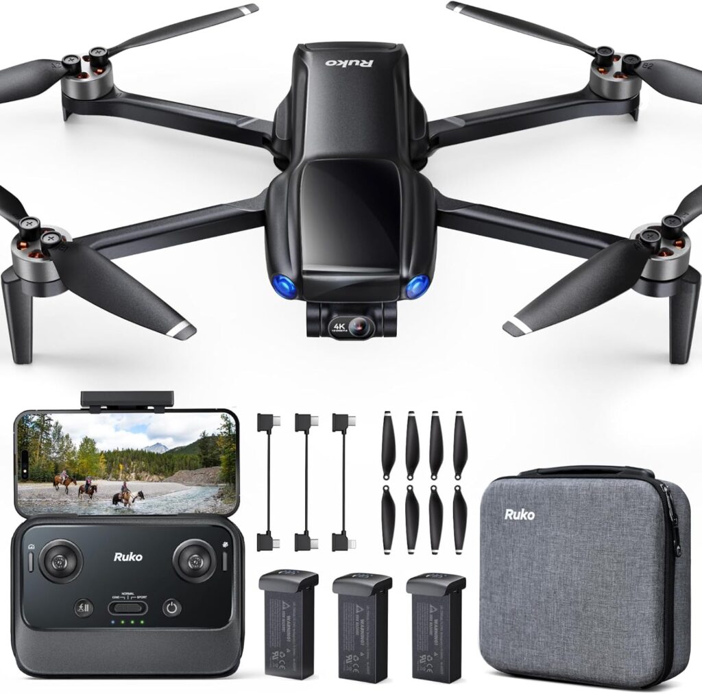 Ruko U11MINI 4K, Drones with Camera for Adults 4K Video 8K Photo, Under 249g, 3-Axis Gimbal EIS, 20000ft FPV Transmission, AI Takeoff/Landing, Auto Return, GPS with Beeper, Beginner (96-Min Flight)