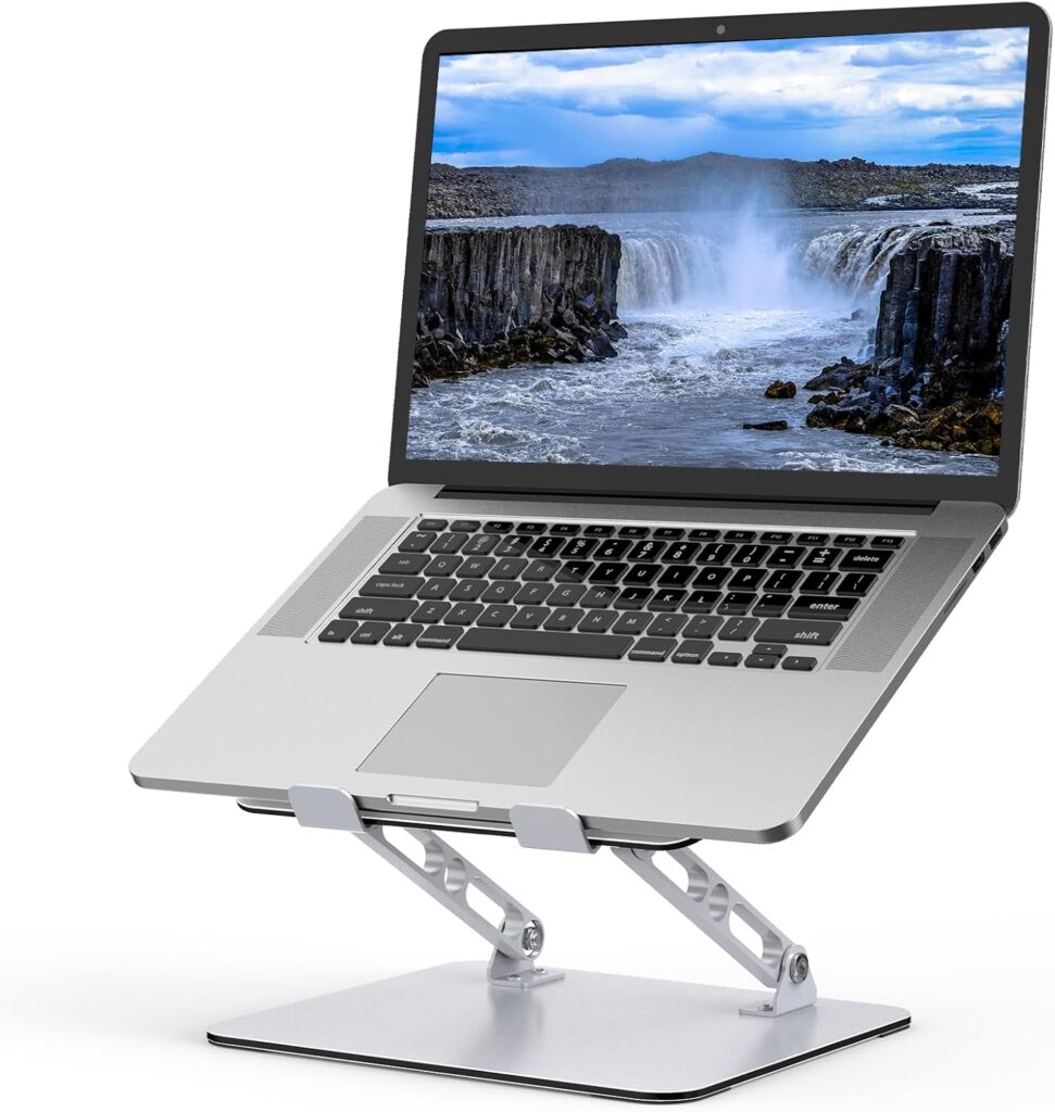Laptop Stand for Desk, Adjustable Laptop Riser, Metal Foldable Computer Stand Holder Portable Notebook Mount, Ventilated Cooling Printer Stand Compatible with 10-15.6” Laptops