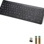 Wireless Bluetooth Keyboard, Universal Multi-Device Keyboard with Number Pad and Media Hotkeys, USB + Dual BT Connection, Ergonomic Design Slim for Windows Computer/Laptop/Tablet