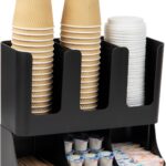 Mind Reader 6 Compartment Upright Breakroom Coffee Condiment and Cup Storage Organizer, Black