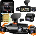 360° Dash Cam Front and Rear Inside, 4 Channel FHD 4 * 1080P, Wi-Fi GPS Voice Control Car Camera, Front 2K+1080P*2 Dash Camera for Cars, with 64GB SD Card, Night Vision, 24H Parking Mode(N300)