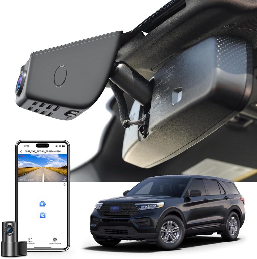 Front 4K & Rear 1080p Dash Cam for Ford Explorer U625 2020 2021 2022 2023 2024, Base XLT ST_Line Limited Timberline Platinum King Ran(Model A), UHD 2160P Video, WiFi & App, 128GB Card