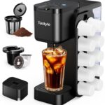Hot & Iced Coffee Maker with Magnetic K-Pod Organizer (Pods Not Included), Stores 10 Pods, 4-5 Cups Coffee Maker & Single-serve Brewer for K Cup & Grounds, 40oz Removable Water Tank, Black