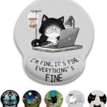 Cat Ergonomic Mouse Pad with Wrist Rest, Gaming Mouse Pad with Wrist Support, Funny Mouse Pads for Desk, Computer Mousepad with Non-Slip Pain Relief PU Base, Cute Office Desk Accessories