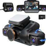 Dash Cam 4 Channel Front and Rear Inside, 360° Car Camera 4K UHD, Dash Camera for Cars Built-in Wi-Fi GPS, Dashcam with 64GB Card, Voice Control, CPL Filter, WDR Night Vision, 24H Parking Mode(V8PLUS)