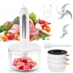 Compact Cordless Food Processor,Electric Meat Grinder with 4 Bowls ＆ 2 Blades, BPA-free Food Processors for Meat and Baby Food