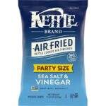 Kettle Brand Potato Chips, Air Fried Sea Salt and Vinegar Kettle Chips, 11.25 Oz Party Size Bag