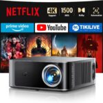 [1500 ANSI/Netflix-Licensed/36W Dolby Audio] Smart-Projector with WiFi 6 and 2-Way Bluetooth, Auto Focus & Keystone, TOPTRO X9 4K Supported Outdoor Movie Projector, Gray