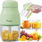 Baby Food Maker-Upgrade, Phydge Baby Food Blender with Baby Food Containers, Silicone Spoons, Easy to Clean, 10oz Baby Food Processor for Fruit, Vegetable, Meat
