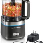 Hamilton Beach Powerful Cordless Mini Food Processor and Vegetable Chopper, 4 Cup Capacity, Fast Recharging, Includes Power Adapter, Chop, Puree, Emulsify, Grind, Dishwasher Safe Bowl, Black (72880)