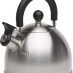 Primula Stewart Whistling Stovetop Tea Kettle Food Grade Stainless Steel, Hot Water Fast to Boil, Cool Touch Folding, 1.5-Quart, Brushed with Black Handle